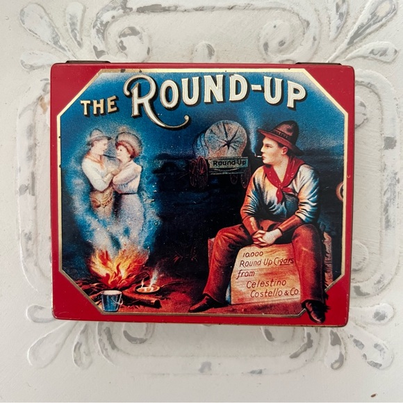 🤠 Vintage Dodo Designs 1980 Retro Tin 'The Round-Up' Cowboy Scene - Picture 5 of 9